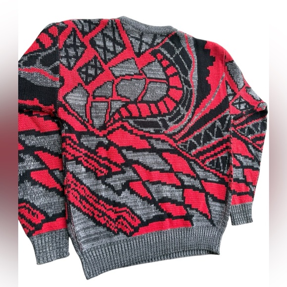 Vintage 80s/90s Abstract Acrylic Knit Sweater Mens Medium - Picture 4 of 8